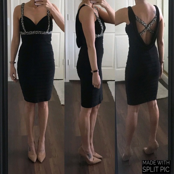 Betsy & Adam Dresses & Skirts - Betsy & Adam black sequin open cowl back dress
